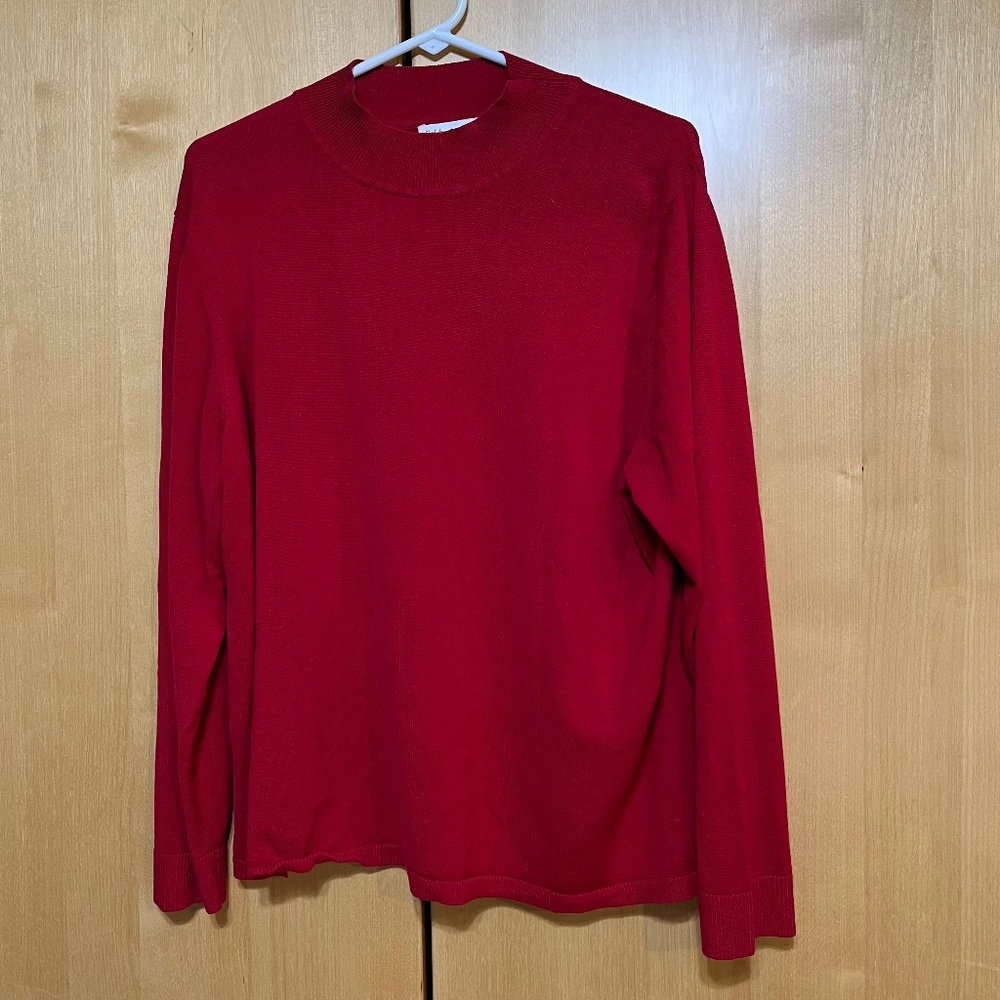 Red Silk/Cotton Blend Coldwater Creek Sweater Size 2X